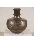 Vintage Indian hammered metal water vessel, view 4