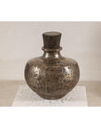 Vintage Indian hammered metal water vessel, view 5