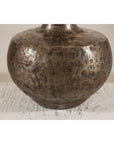 Vintage Indian hammered metal water vessel, view 8