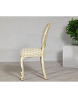 Vintage Louis XV-Style Side Chair with Floral Carving and Patterned Fabric-11. Asian & Chinese Furniture, Art, Antiques, Vintage Home Décor for sale at FEA Home