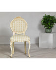 Vintage Louis XV-Style Side Chair with Floral Carving and Patterned Fabric-6. Asian & Chinese Furniture, Art, Antiques, Vintage Home Décor for sale at FEA Home