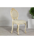 Vintage Louis XV-Style Side Chair with Floral Carving and Patterned Fabric-7. Asian & Chinese Furniture, Art, Antiques, Vintage Home Décor for sale at FEA Home