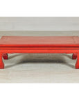 Vintage Low Red Lacquer Coffee Table with Curved Legs-10. Asian & Chinese Furniture, Art, Antiques, Vintage Home Décor for sale at FEA Home
