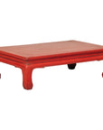 Vintage Low Red Lacquer Coffee Table with Curved Legs-1. Asian & Chinese Furniture, Art, Antiques, Vintage Home Décor for sale at FEA Home