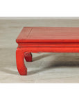 Vintage Low Red Lacquer Coffee Table with Curved Legs-2. Asian & Chinese Furniture, Art, Antiques, Vintage Home Décor for sale at FEA Home