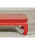 Vintage Low Red Lacquer Coffee Table with Curved Legs-3. Asian & Chinese Furniture, Art, Antiques, Vintage Home Décor for sale at FEA Home