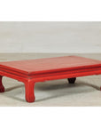 Vintage Low Red Lacquer Coffee Table with Curved Legs-5. Asian & Chinese Furniture, Art, Antiques, Vintage Home Décor for sale at FEA Home
