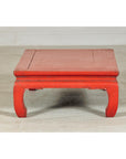 Vintage Low Red Lacquer Coffee Table with Curved Legs-6. Asian & Chinese Furniture, Art, Antiques, Vintage Home Décor for sale at FEA Home