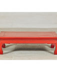 Vintage Low Red Lacquer Coffee Table with Curved Legs-7. Asian & Chinese Furniture, Art, Antiques, Vintage Home Décor for sale at FEA Home
