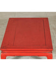 Vintage Low Red Lacquer Coffee Table with Curved Legs-9. Asian & Chinese Furniture, Art, Antiques, Vintage Home Décor for sale at FEA Home