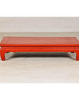 Vintage Low Red Lacquer Table with Chow Legs and Scalloped Apron-10. Asian & Chinese Furniture, Art, Antiques, Vintage Home Décor for sale at FEA Home