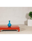 Vintage Low Red Lacquer Table with Chow Legs and Scalloped Apron-2. Asian & Chinese Furniture, Art, Antiques, Vintage Home Décor for sale at FEA Home