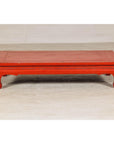 Vintage Low Red Lacquer Table with Chow Legs and Scalloped Apron-3. Asian & Chinese Furniture, Art, Antiques, Vintage Home Décor for sale at FEA Home