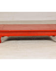 Vintage Low Red Lacquer Table with Chow Legs and Scalloped Apron-4. Asian & Chinese Furniture, Art, Antiques, Vintage Home Décor for sale at FEA Home