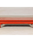 Vintage Low Red Lacquer Table with Chow Legs and Scalloped Apron-7. Asian & Chinese Furniture, Art, Antiques, Vintage Home Décor for sale at FEA Home