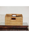 Vintage Rectangular Handwoven Rattan Basket with Side Handles