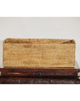 Vintage Rectangular Handwoven Rattan Basket with Side Handles