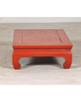 Vintage Red Lacquered Low Kang Table with Curved Legs-10. Asian & Chinese Furniture, Art, Antiques, Vintage Home Décor for sale at FEA Home