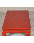 Vintage Red Lacquered Low Kang Table with Curved Legs-11. Asian & Chinese Furniture, Art, Antiques, Vintage Home Décor for sale at FEA Home