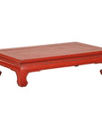 Vintage Red Lacquered Low Kang Table with Curved Legs-1. Asian & Chinese Furniture, Art, Antiques, Vintage Home Décor for sale at FEA Home