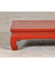 Vintage Red Lacquered Low Kang Table with Curved Legs-3. Asian & Chinese Furniture, Art, Antiques, Vintage Home Décor for sale at FEA Home
