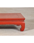 Vintage Red Lacquered Low Kang Table with Curved Legs-4. Asian & Chinese Furniture, Art, Antiques, Vintage Home Décor for sale at FEA Home