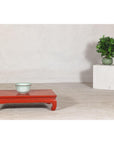 Vintage Red Lacquered Low Kang Table with Curved Legs-6. Asian & Chinese Furniture, Art, Antiques, Vintage Home Décor for sale at FEA Home