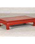Vintage Red Lacquered Low Kang Table with Curved Legs-7. Asian & Chinese Furniture, Art, Antiques, Vintage Home Décor for sale at FEA Home