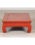 Vintage Red Lacquered Low Kang Table with Curved Legs-8. Asian & Chinese Furniture, Art, Antiques, Vintage Home Décor for sale at FEA Home