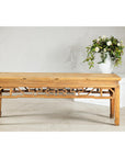 Vintage Rustic Low Table with Geometric Carved Fretwork Apron-10. Asian & Chinese Furniture, Art, Antiques, Vintage Home Décor for sale at FEA Home