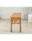 Vintage Rustic Low Table with Geometric Carved Fretwork Apron-12. Asian & Chinese Furniture, Art, Antiques, Vintage Home Décor for sale at FEA Home