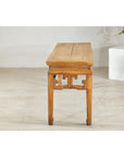 Vintage Rustic Low Table with Geometric Carved Fretwork Apron-15. Asian & Chinese Furniture, Art, Antiques, Vintage Home Décor for sale at FEA Home