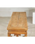 Vintage Rustic Low Table with Geometric Carved Fretwork Apron-16. Asian & Chinese Furniture, Art, Antiques, Vintage Home Décor for sale at FEA Home