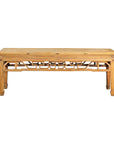 Vintage Rustic Low Table with Geometric Carved Fretwork Apron-17. Asian & Chinese Furniture, Art, Antiques, Vintage Home Décor for sale at FEA Home
