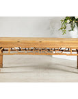 Vintage Rustic Low Table with Geometric Carved Fretwork Apron-3. Asian & Chinese Furniture, Art, Antiques, Vintage Home Décor for sale at FEA Home