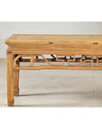 Vintage Rustic Low Table with Geometric Carved Fretwork Apron-4. Asian & Chinese Furniture, Art, Antiques, Vintage Home Décor for sale at FEA Home