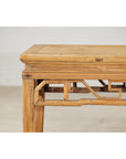 Vintage Rustic Low Table with Geometric Carved Fretwork Apron-7. Asian & Chinese Furniture, Art, Antiques, Vintage Home Décor for sale at FEA Home