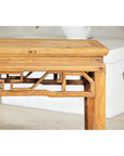 Vintage Rustic Low Table with Geometric Carved Fretwork Apron-9. Asian & Chinese Furniture, Art, Antiques, Vintage Home Décor for sale at FEA Home