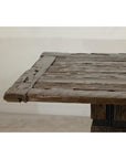 Vintage Rustic Reclaimed Teak Table with Distressed Top and Metal Base-13. Asian & Chinese Furniture, Art, Antiques, Vintage Home Décor for sale at FEA Home
