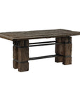 Vintage Rustic Reclaimed Teak Table with Distressed Top and Metal Base-1. Asian & Chinese Furniture, Art, Antiques, Vintage Home Décor for sale at FEA Home