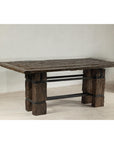 Vintage Rustic Reclaimed Teak Table with Distressed Top and Metal Base-3. Asian & Chinese Furniture, Art, Antiques, Vintage Home Décor for sale at FEA Home