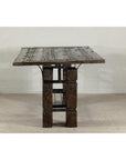 Vintage Rustic Reclaimed Teak Table with Distressed Top and Metal Base-4. Asian & Chinese Furniture, Art, Antiques, Vintage Home Décor for sale at FEA Home