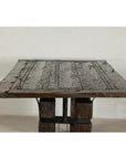 Vintage Rustic Reclaimed Teak Table with Distressed Top and Metal Base-6. Asian & Chinese Furniture, Art, Antiques, Vintage Home Décor for sale at FEA Home