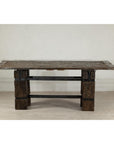 Vintage Rustic Reclaimed Teak Table with Distressed Top and Metal Base-7. Asian & Chinese Furniture, Art, Antiques, Vintage Home Décor for sale at FEA Home