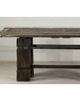 Vintage Rustic Reclaimed Teak Table with Distressed Top and Metal Base-8. Asian & Chinese Furniture, Art, Antiques, Vintage Home Décor for sale at FEA Home