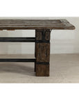 Vintage Rustic Reclaimed Teak Table with Distressed Top and Metal Base-9. Asian & Chinese Furniture, Art, Antiques, Vintage Home Décor for sale at FEA Home