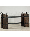 Vintage Rustic Wooden and Iron Table Base with Sculptural Industrial Design-10. Asian & Chinese Furniture, Art, Antiques, Vintage Home Décor for sale at FEA Home