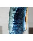 Vintage Shigaraki Style Low Blue Planter with Wide Opening
