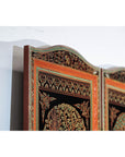 Vintage Thai Five-Panel Lacquered Screen with Gilt Figural and Animal Scenes-16. Asian & Chinese Furniture, Art, Antiques, Vintage Home Décor for sale at FEA Home
