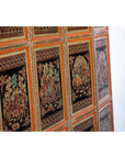 Vintage Thai Five-Panel Lacquered Screen with Gilt Figural and Animal Scenes-18. Asian & Chinese Furniture, Art, Antiques, Vintage Home Décor for sale at FEA Home